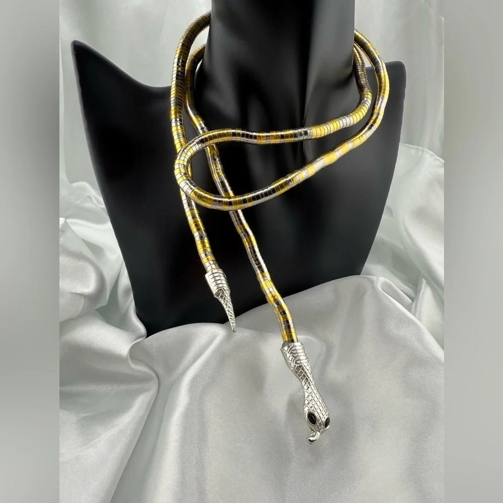 Multi Anthropologie Serpent serpentine Gold and Silver Snake Necklace - Picture 4 of 11